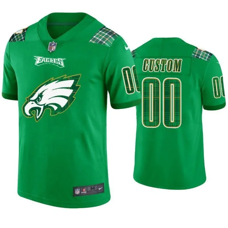 Men's St. Patrick's Day Philadelphia Eagles Custom Jersey Kelly Green -