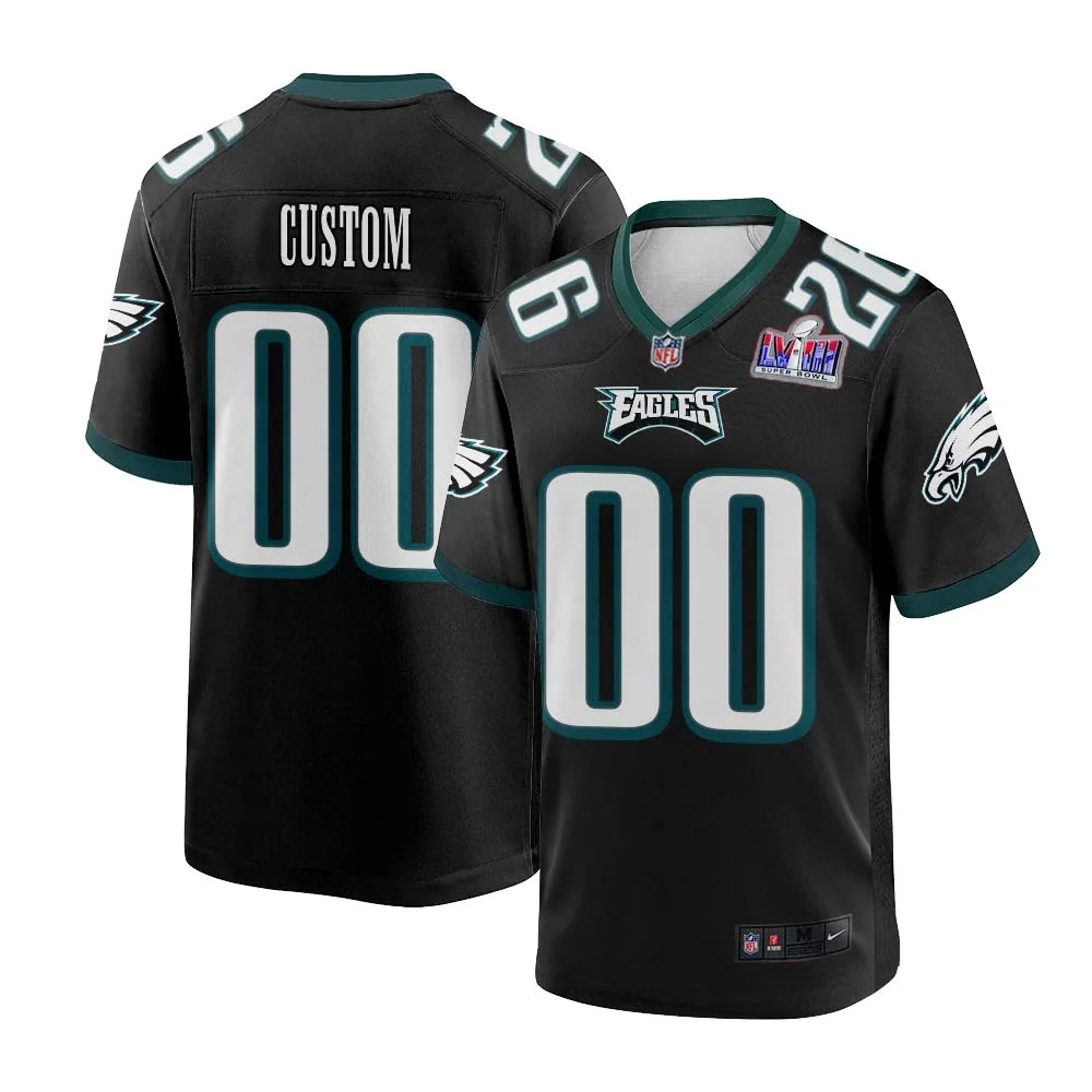 Philadelphia Eagles Custom Men Super Bowl LVIII Alternate Black Jersey -