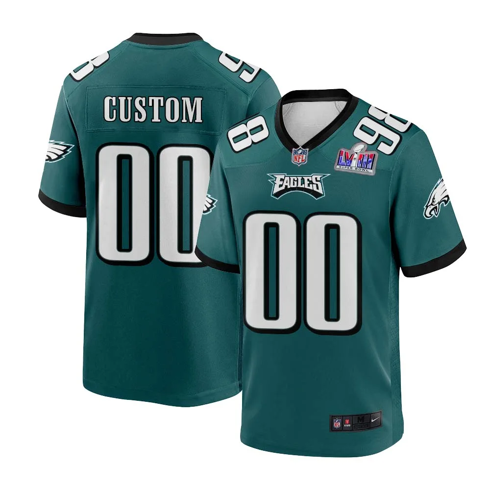 Philadelphia Eagles Custom Men Super Bowl LVIII Home Green Jersey -