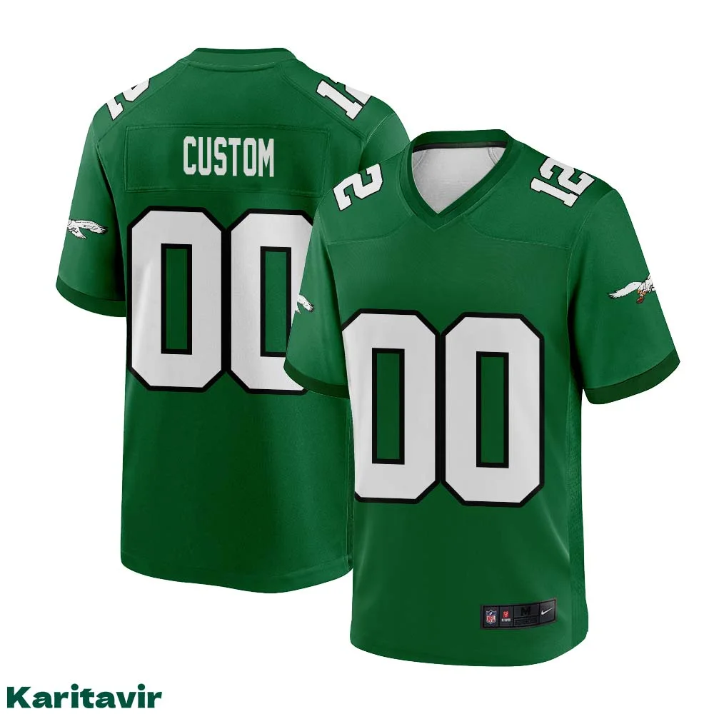 Philadelphia Eagles Custom Mens Kelly Green Jersey -