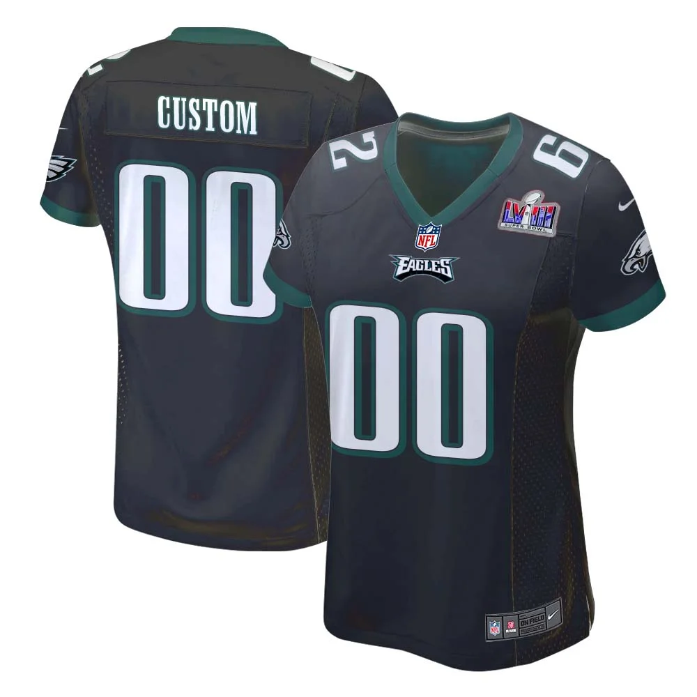 Philadelphia Eagles Custom Woman Super Bowl LVIII Alternate Black Jersey -