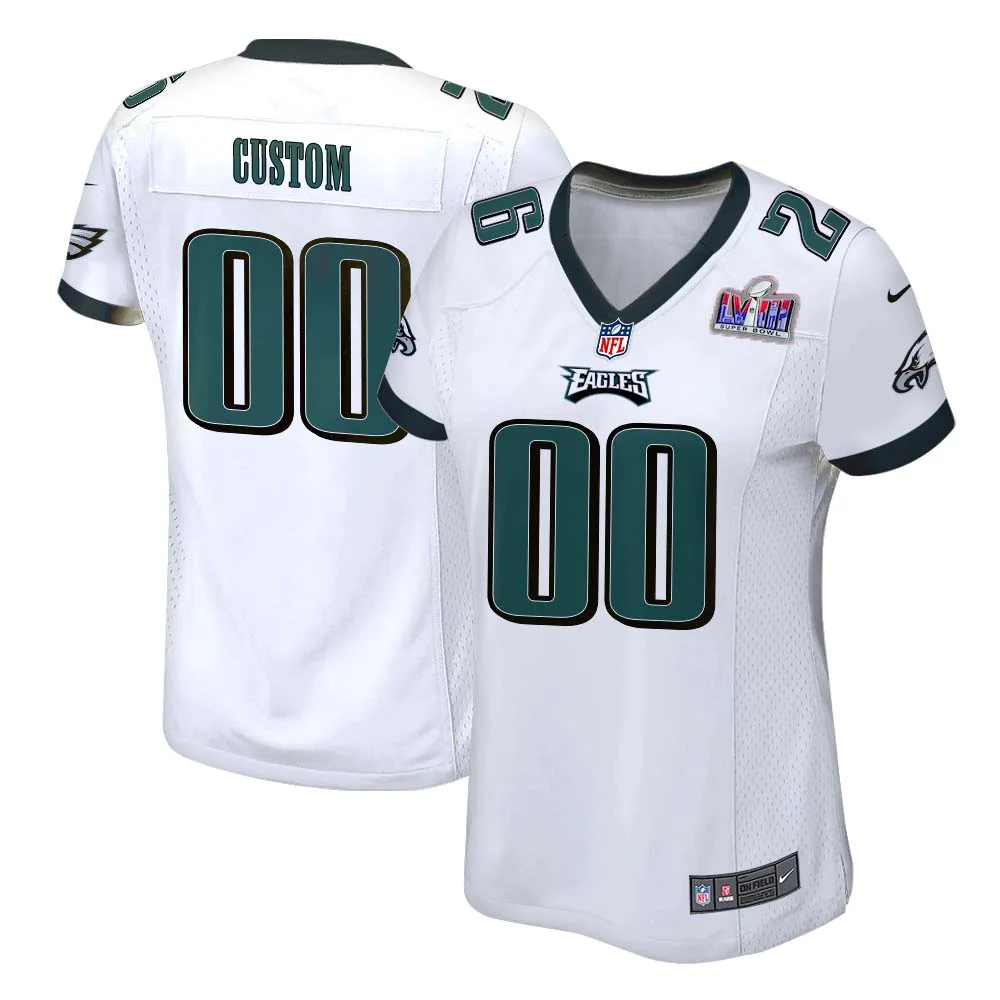 Philadelphia Eagles Custom Woman Super Bowl LVIII Away Black Jersey -