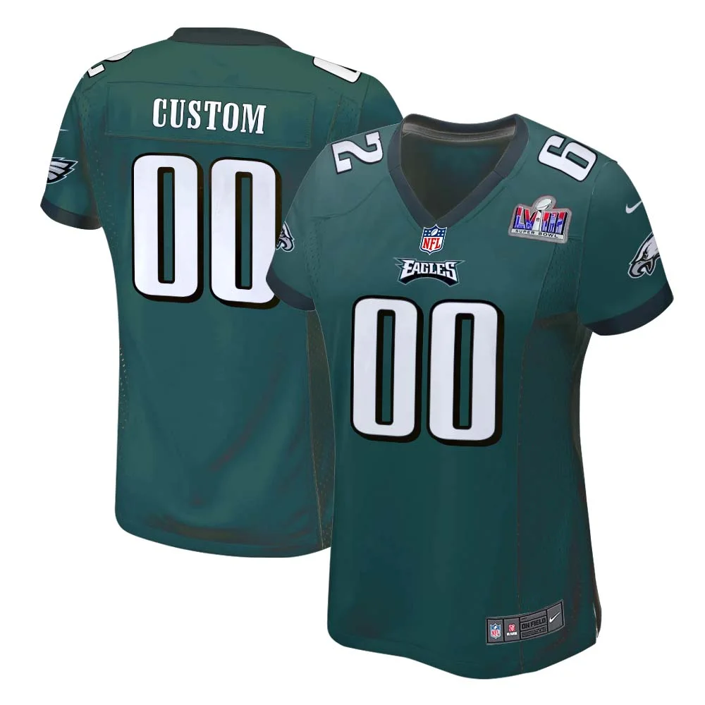 Philadelphia Eagles Custom Woman Super Bowl LVIII Home Green Jersey -