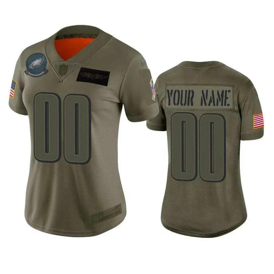 Woman's Philadelphia Eagles Custom Camo 2019 Salute to Service Limited Jerse -