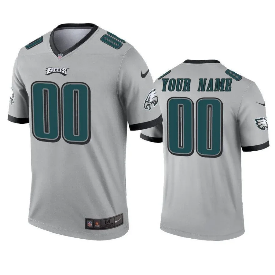 Youth's Custom Legend Philadelphia Eagles Silver Inverted Football Jersey -