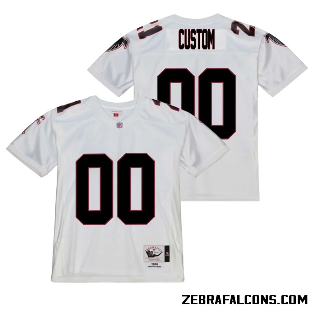Custom Atlanta Falcons Mitchell & Ness 2004 Authentic Throwback Retired Player Jersey White -