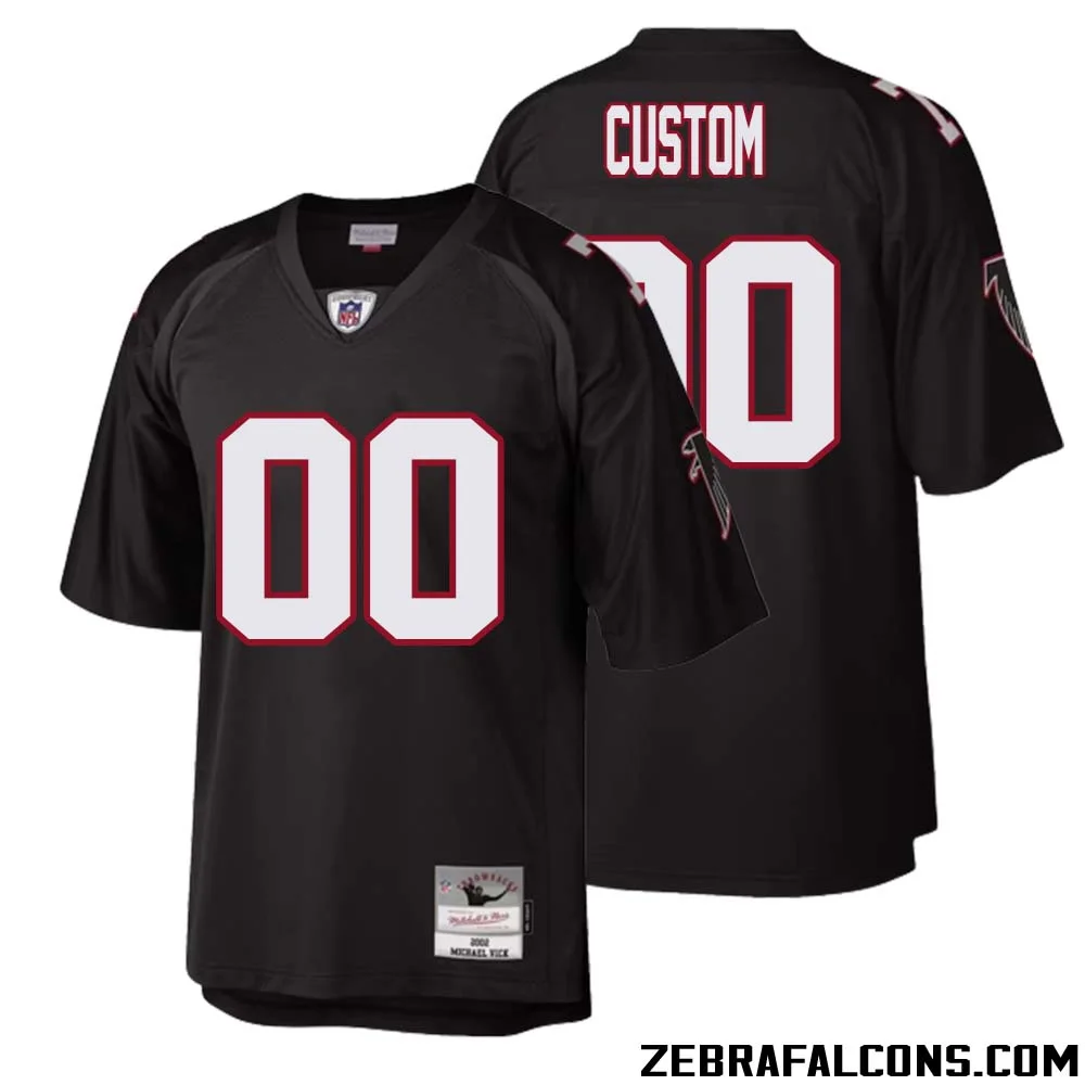 Custom Atlanta Falcons Mitchell & Ness Big & Tall 2002 Retired Player  Jersey Black