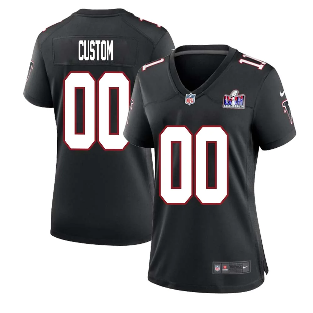 Custom Atlanta Falcons Super Bowl LVIII Alternate Game Jersey Black Womans -