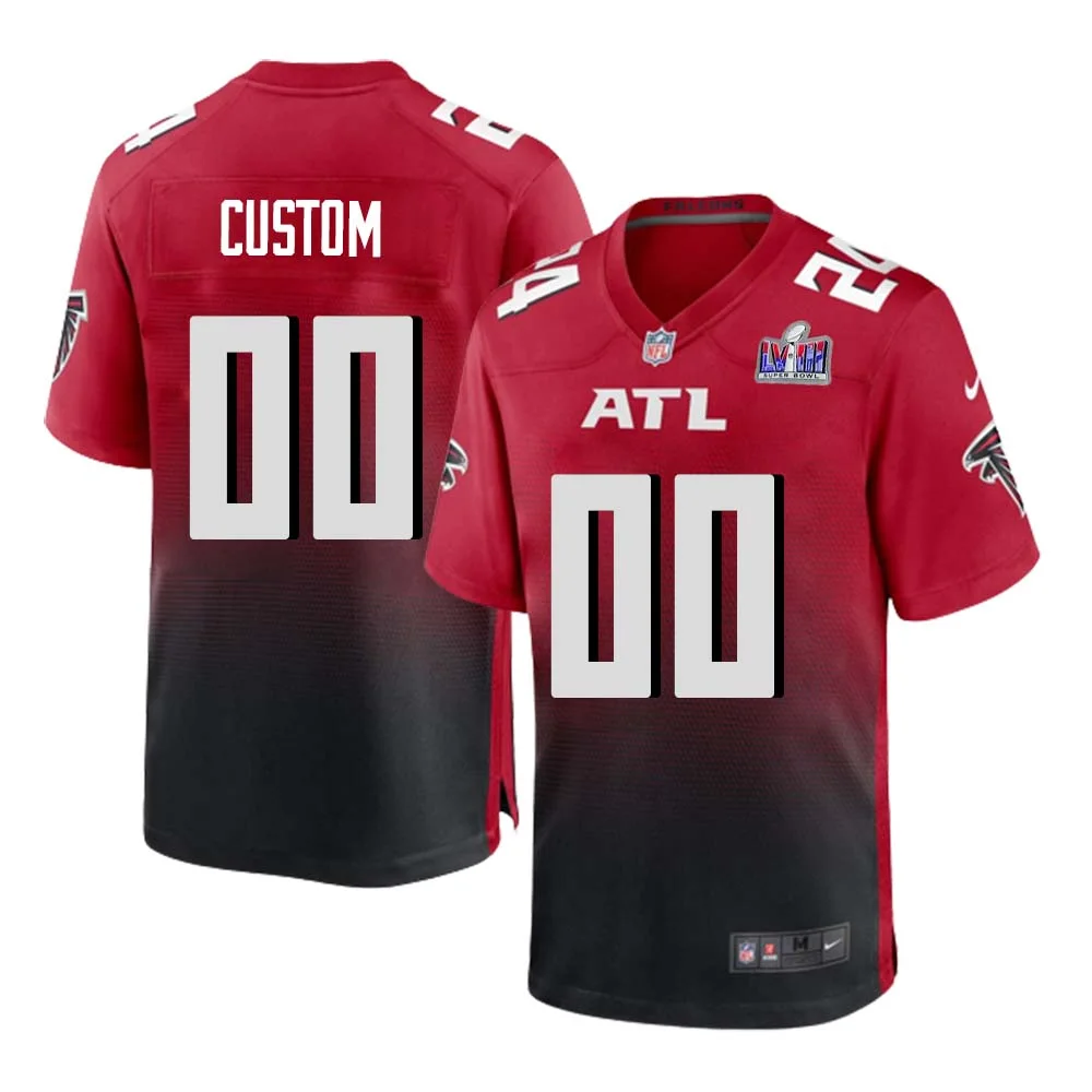 Custom Atlanta Falcons Super Bowl LVIII Alternate Game Jersey Red Mens -