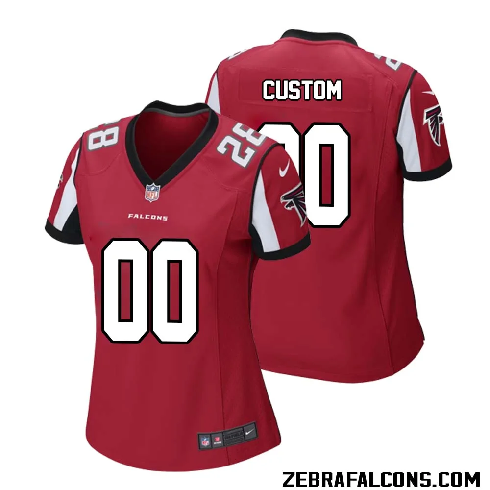 Custom Atlanta Falcons Woman Retired Player Game Jersey Red -