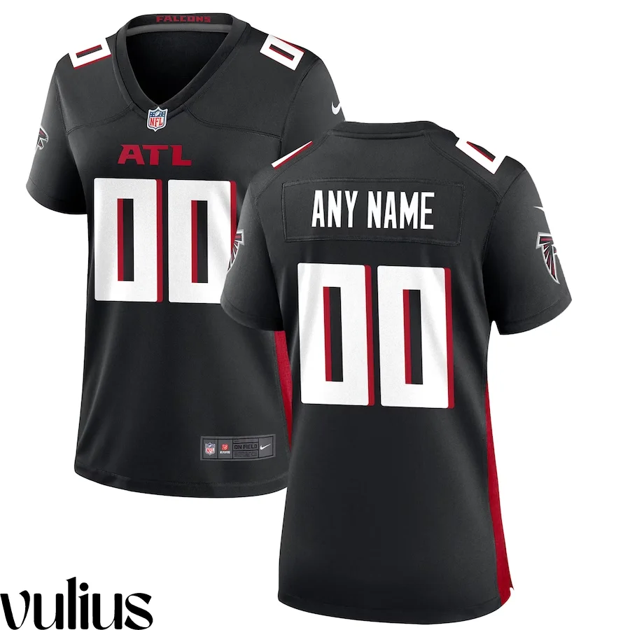 Custom Falcons Jersey, Black Woman's, Home Custom Game Jersey -