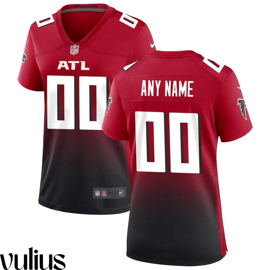 Custom Falcons Jersey, Red Woman's, Alternate Custom Game Jersey -