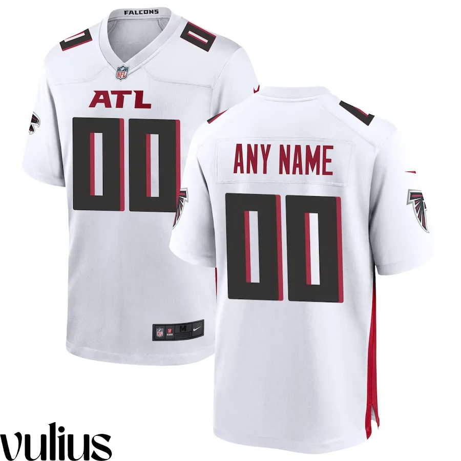 Custom Falcons Jersey, White Men's, Road Custom Game Jersey -