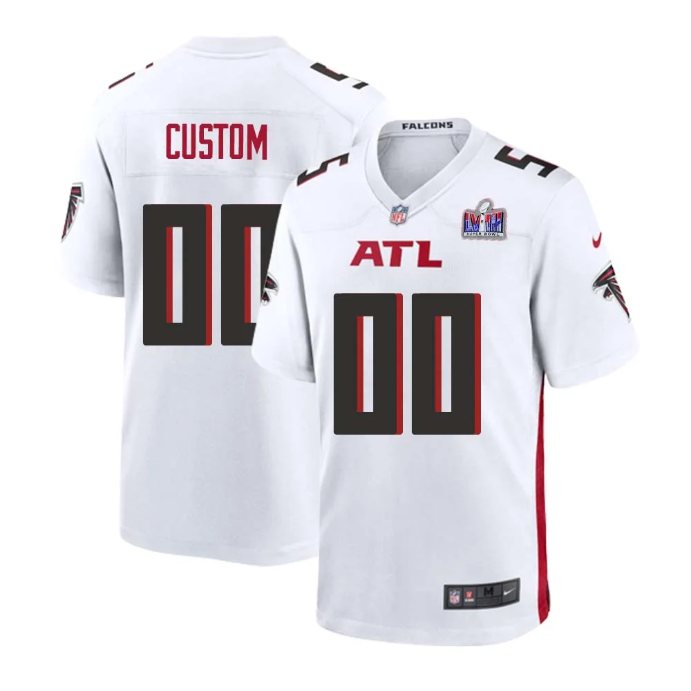 Custom Men White Atlanta Falcons Super Bowl LVIII Away Game Player Jersey -