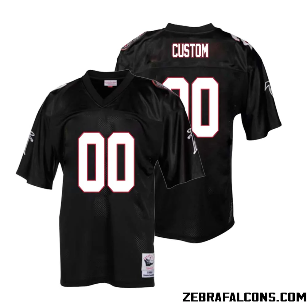Custom Mitchell & Ness Atlanta Falcons 1990 Authentic Throwback Jersey Black -