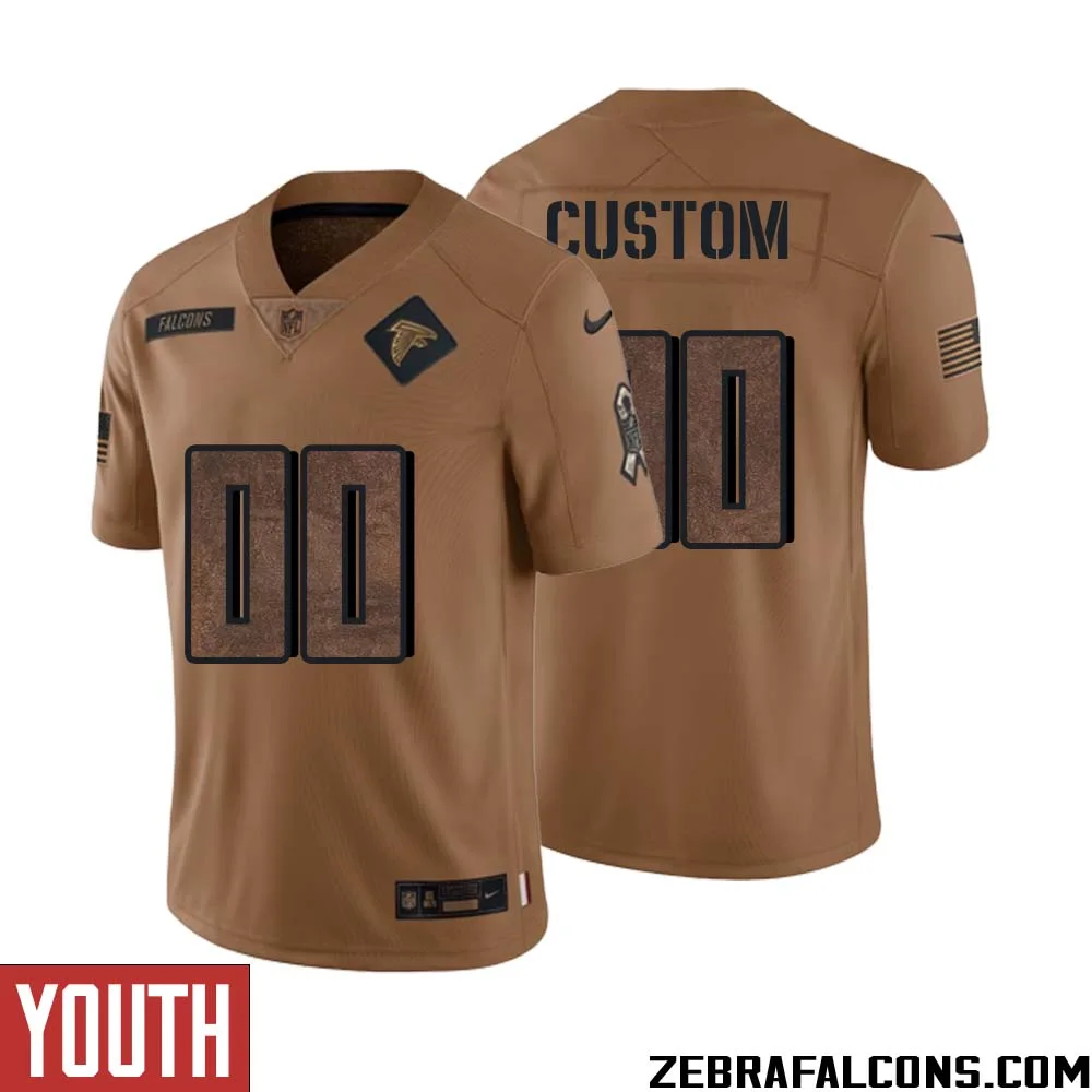 Custom Youth Brown Atlanta Falcons 2023 Salute To Service Limited Jersey -