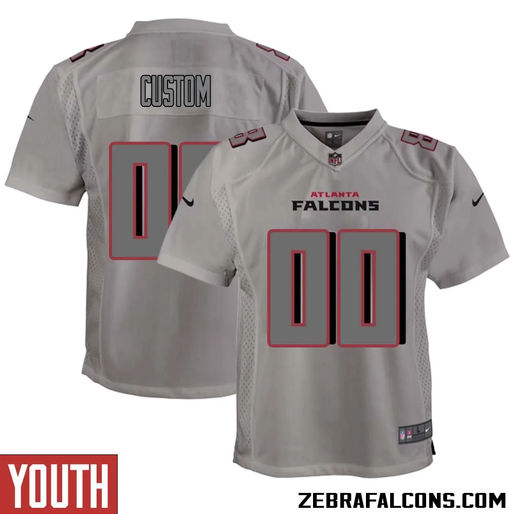 Custom Youth Gray Atlanta Falcons Atmosphere Fashion Game Jersey -