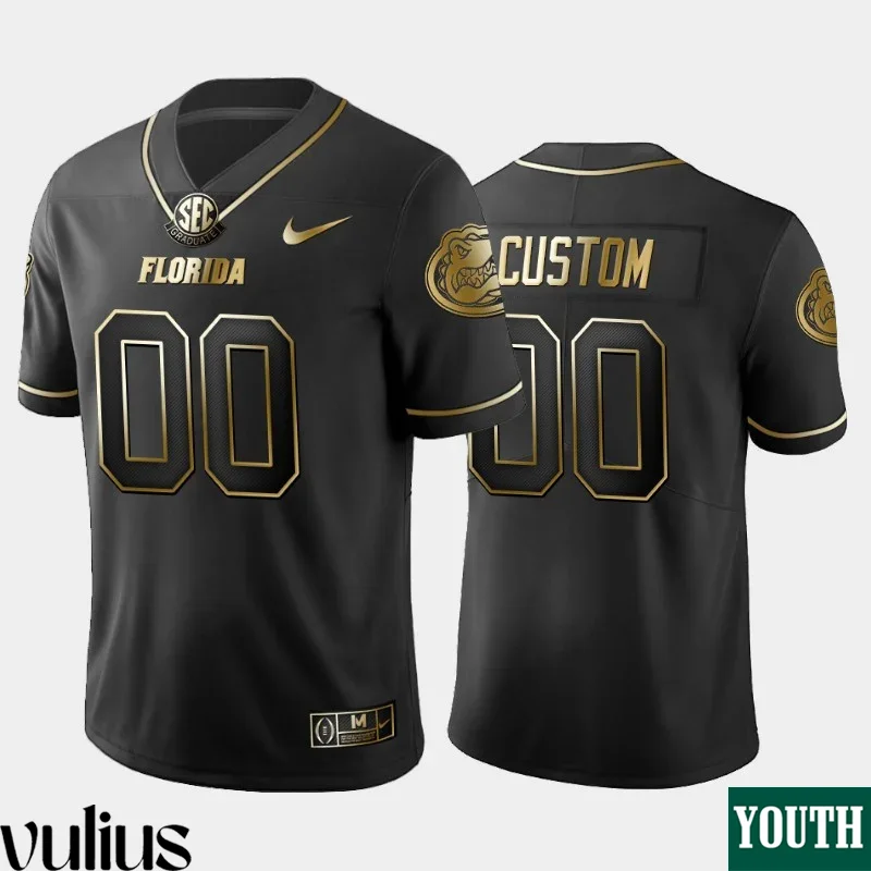Custom Florida Gators Jersey, Black Youth's, 2019 Golden Edition Limited Jersey College Football -