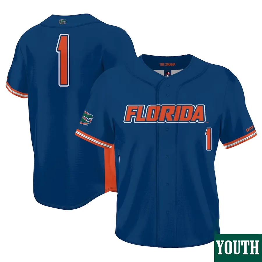 Custom Florida Gators Jersey, Royal Youth's, Baseball Jersey -