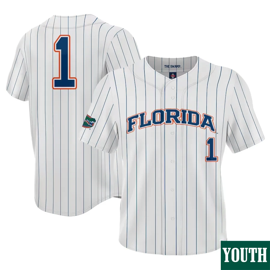 Custom Florida Gators Jersey, White Youth's, Baseball Jersey -