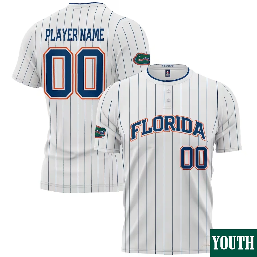 Custom Florida Gators Jersey, White Youth's, NIL Pick-A-Player Softball Jersey -