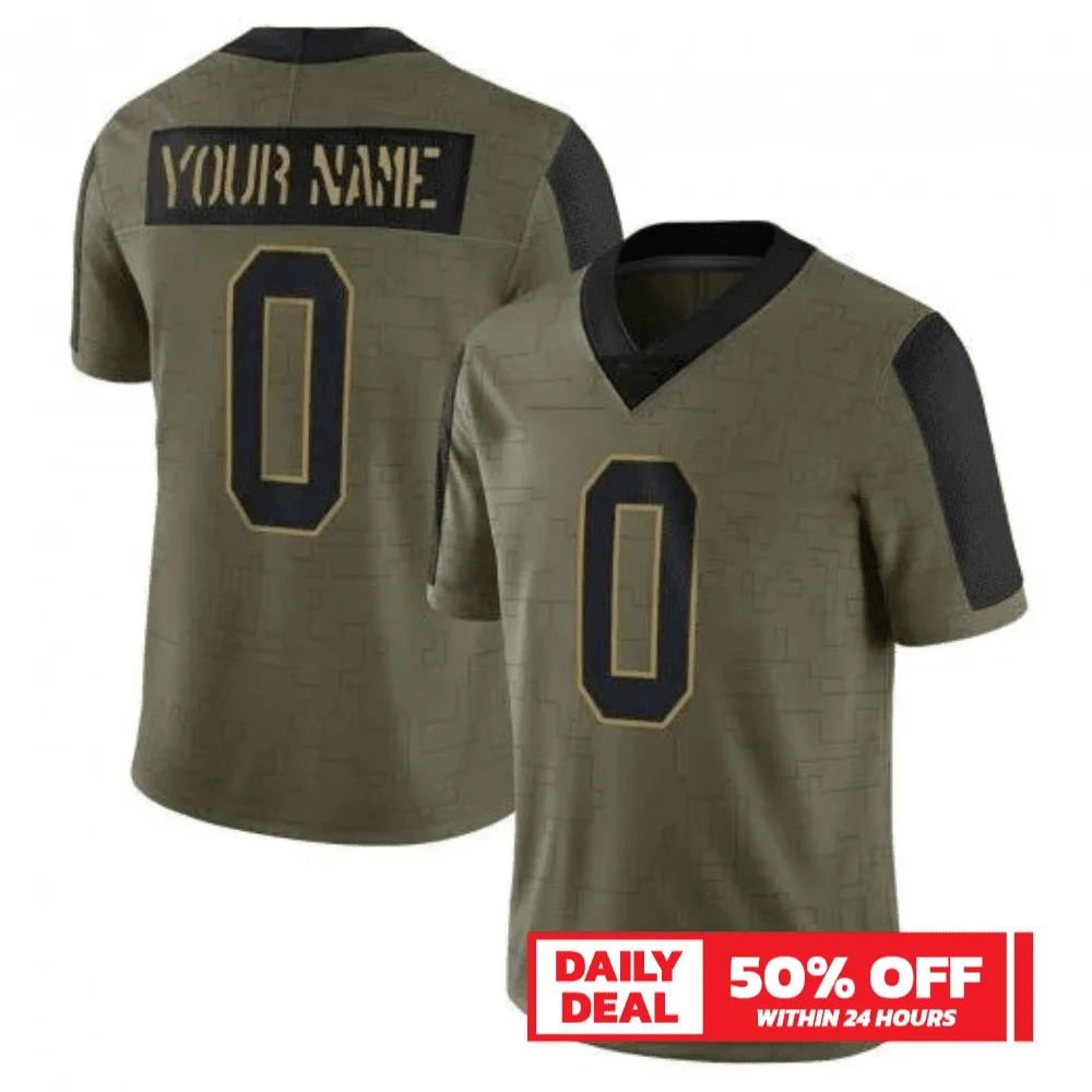 Men's Custom New York Giants 2021 Salute To Service Jersey - Limited Olive -