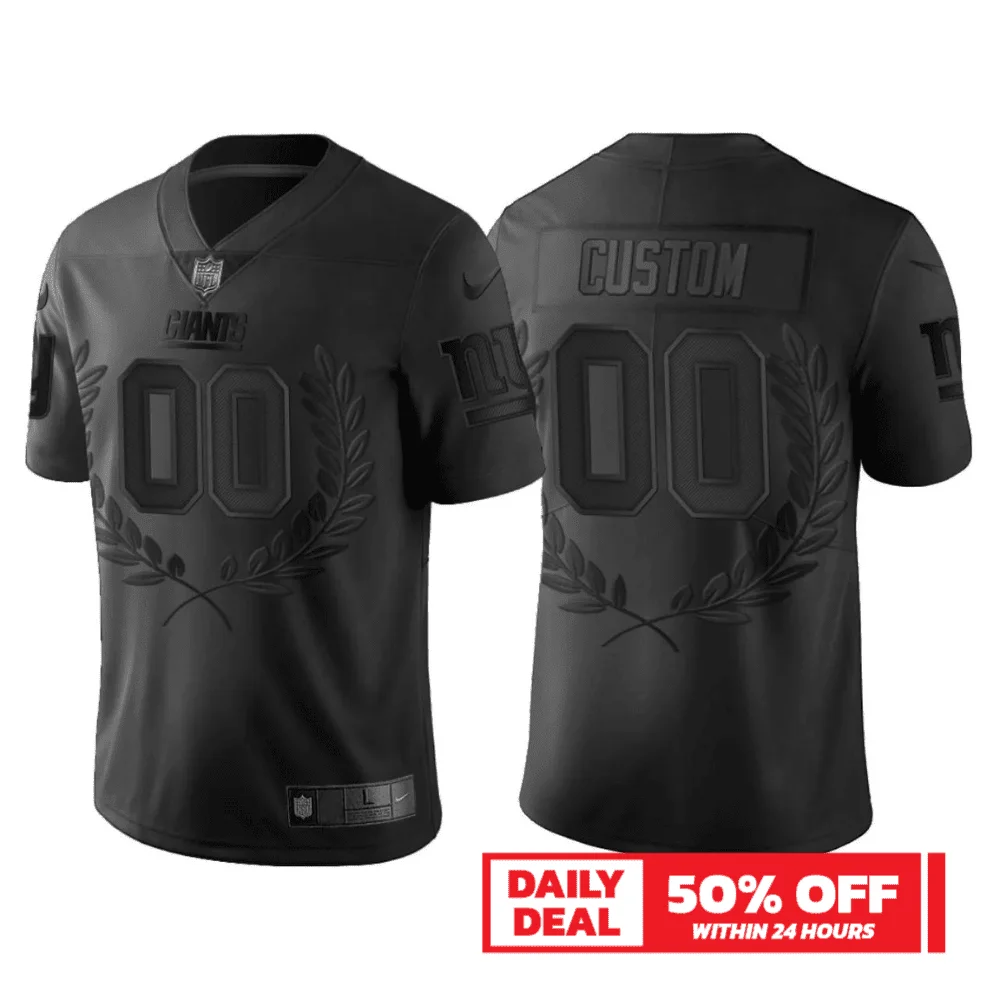 Men's New York Giants #00 Custom Black limited edition collection Jersey -