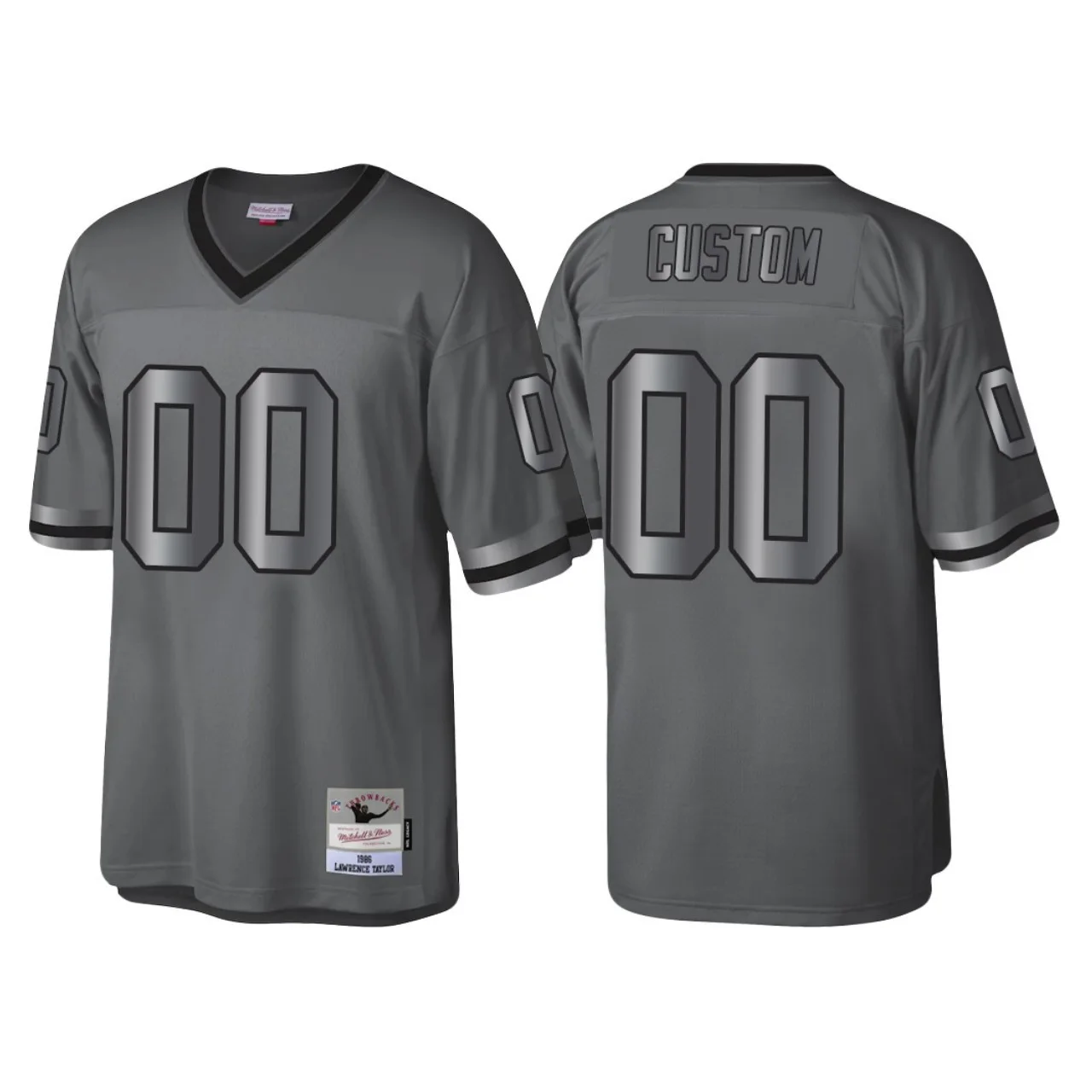 Men's New York Giants #00 Custom Charcoal Throwback Retired Player Metal Legacy Jersey -