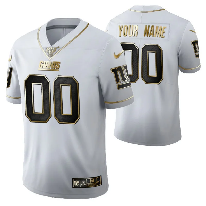 Men's New York Giants Custom 100th Season Jersey - White Vapor Limited Golden Edition -