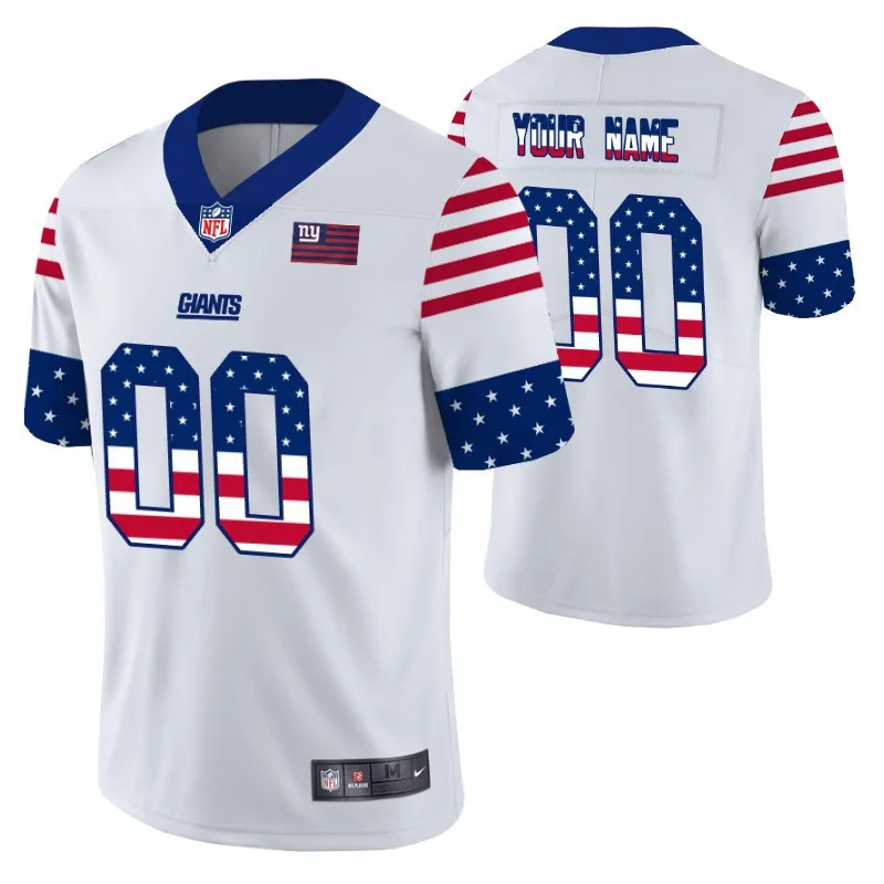 Men's New York Giants Custom White Independence Day Vapor Limited Jersey -