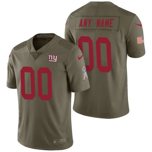Men's New York Giants Olive 2017 Salute to Service Limited Customized Jersey -