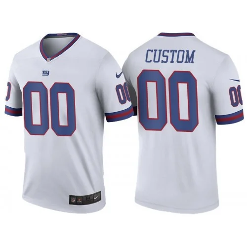 Men's New York Giants White Color Rush Legend Customized Jersey -