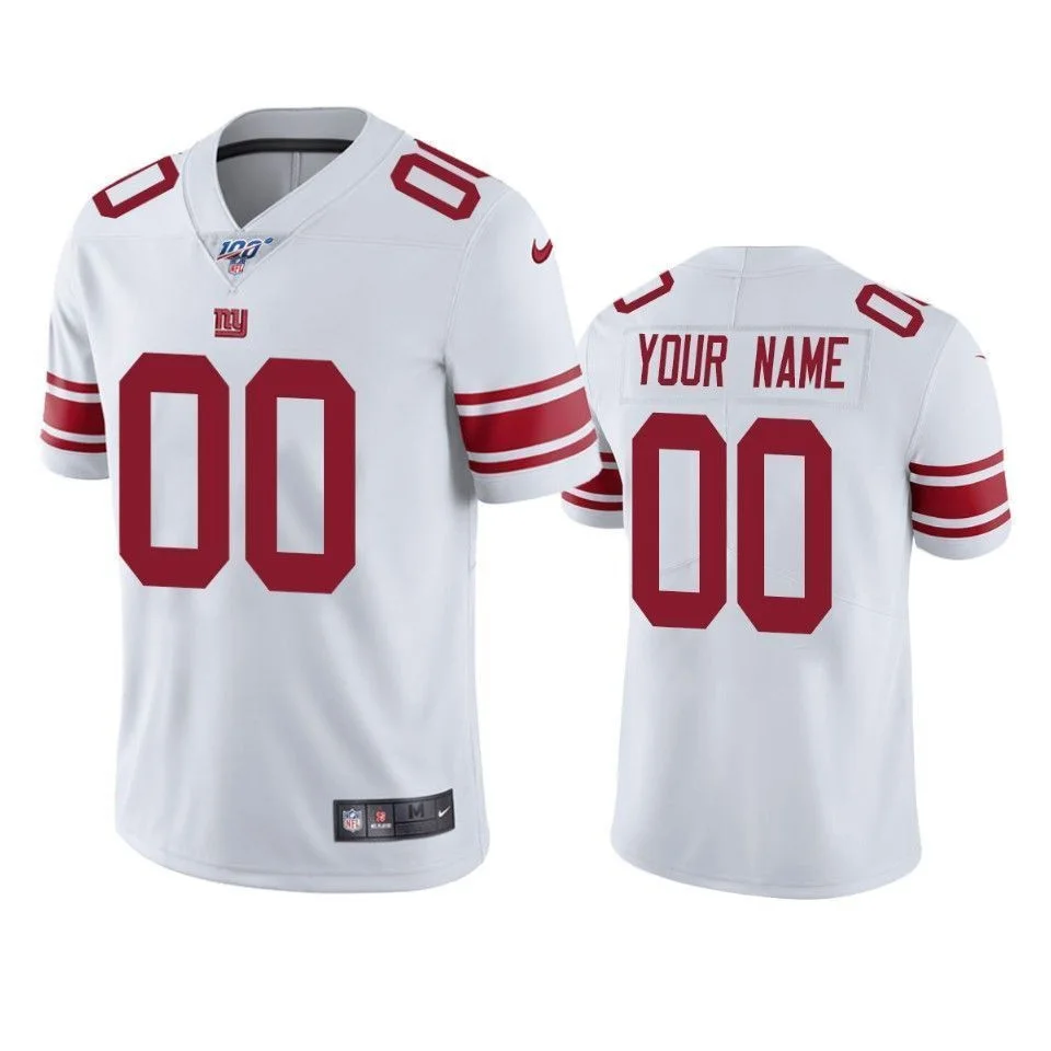Men's White New York Giants Custom Game Jersey -