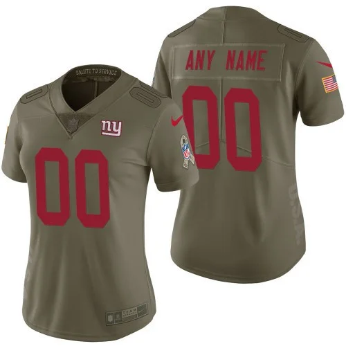 Woman's New York Giants Olive 2017 Salute to Service Limited Customized Jersey -