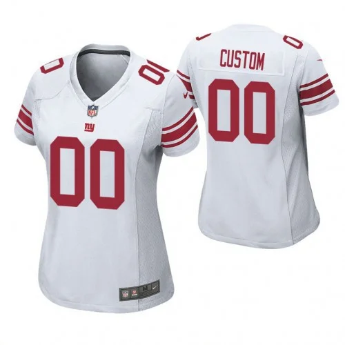 Woman's New York Giants Road Custom Game Jersey - White -