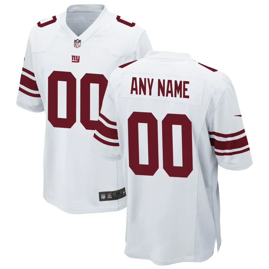 Youth's New York Giants Road Custom Game Jersey - White -