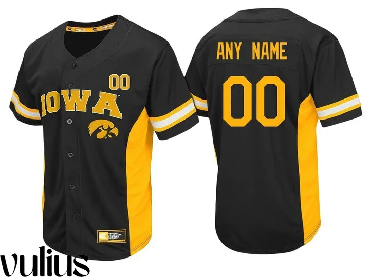 Custom Iowa Hawkeye Jersey, Black Men's, Custom Baseball Jersey -