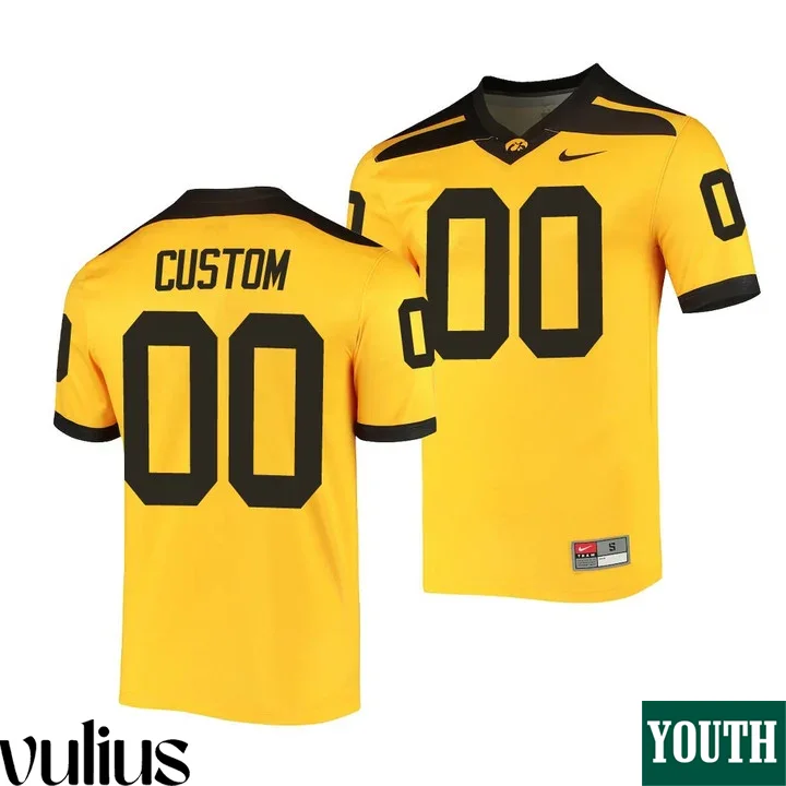 Custom Iowa Hawkeye Jersey, Gold Youth's, Alternate Legend Jersey -