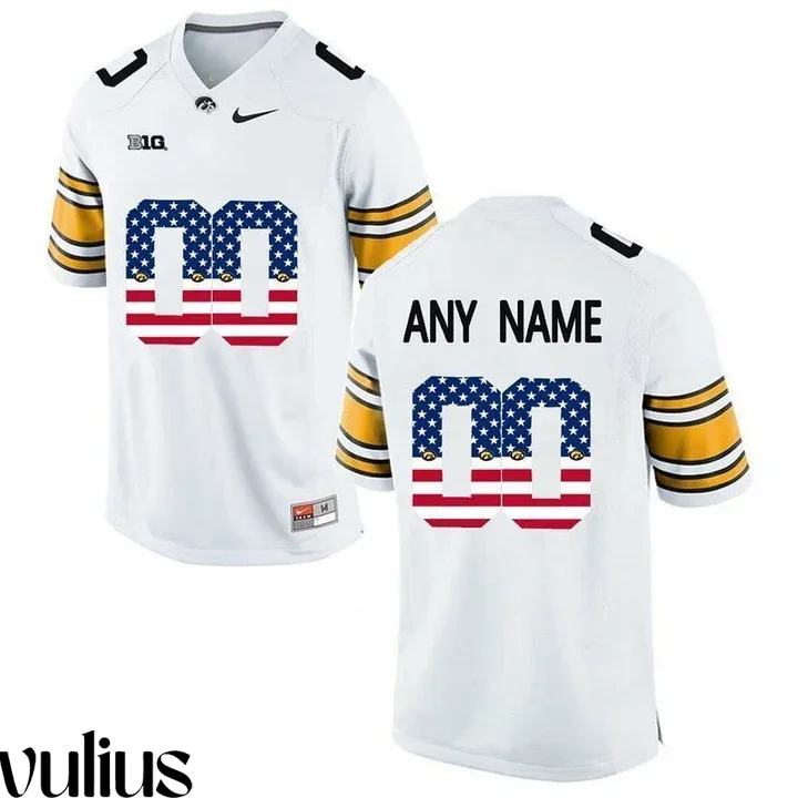 Custom Iowa Hawkeye Jersey, White Men's, College Football Limited Jersey -