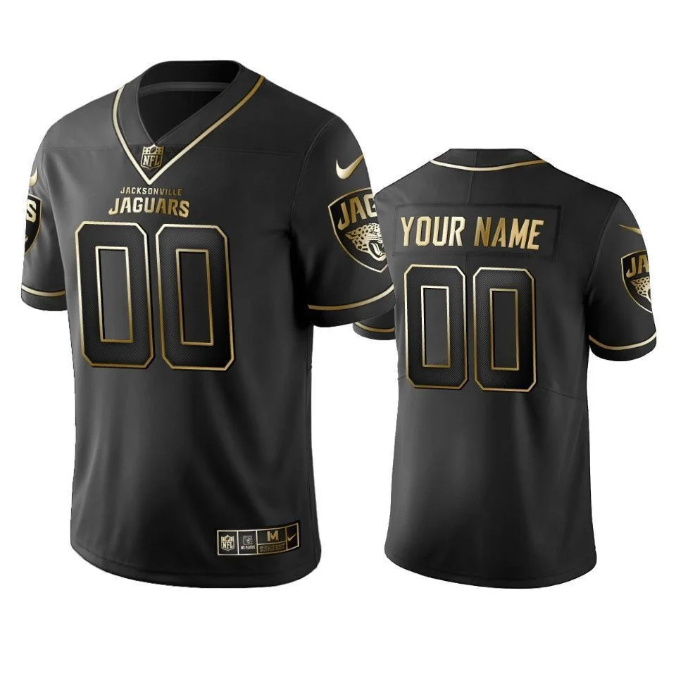 Custom Jaguars Jersey for Men 2019 Jacksonville Jaguars Custom Black Golden Edition Vapor Untouchable Limited Jersey -