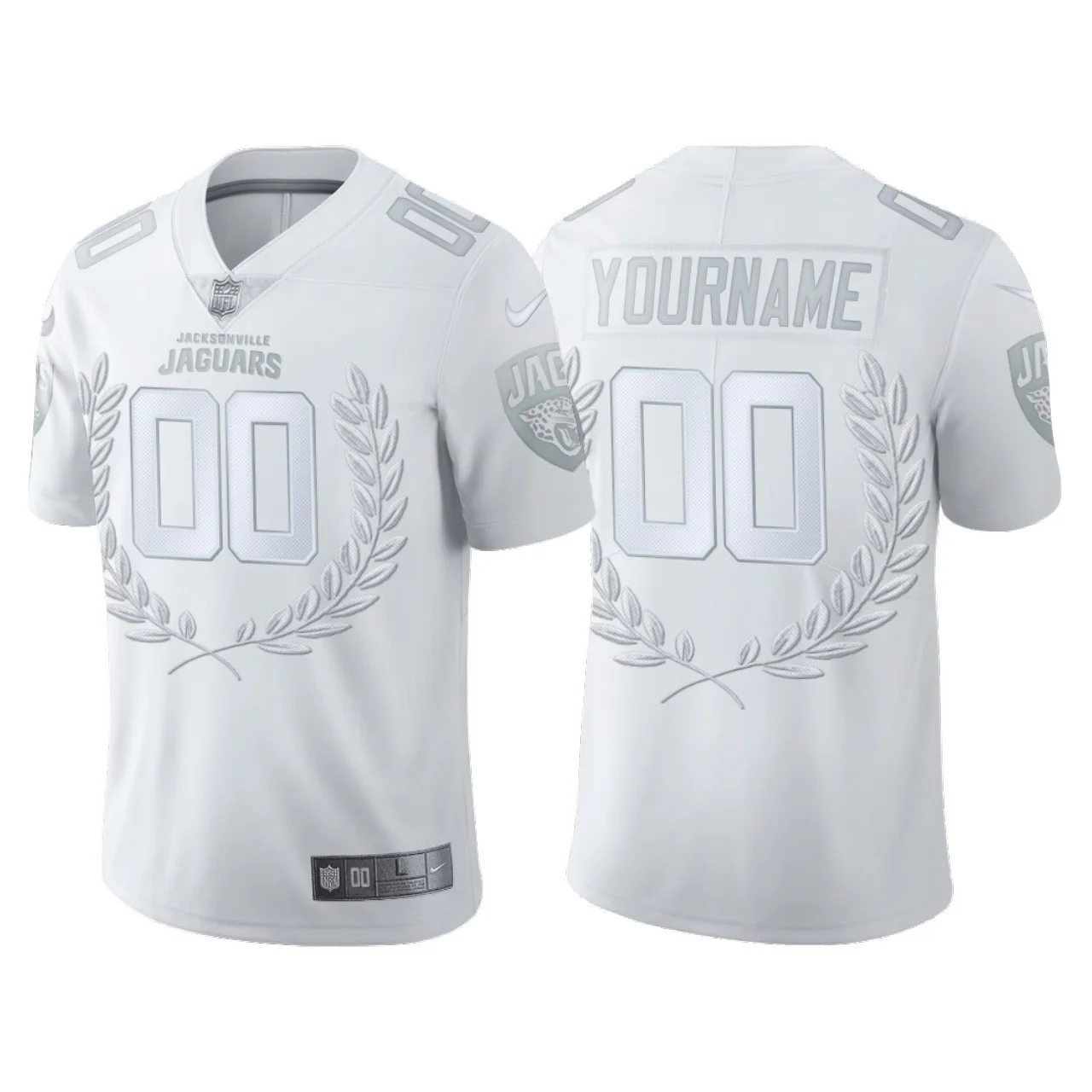 Custom Jaguars Jersey for Men Jacksonville Jaguars #00 Custom White Vapor Limited Platinum Jersey -