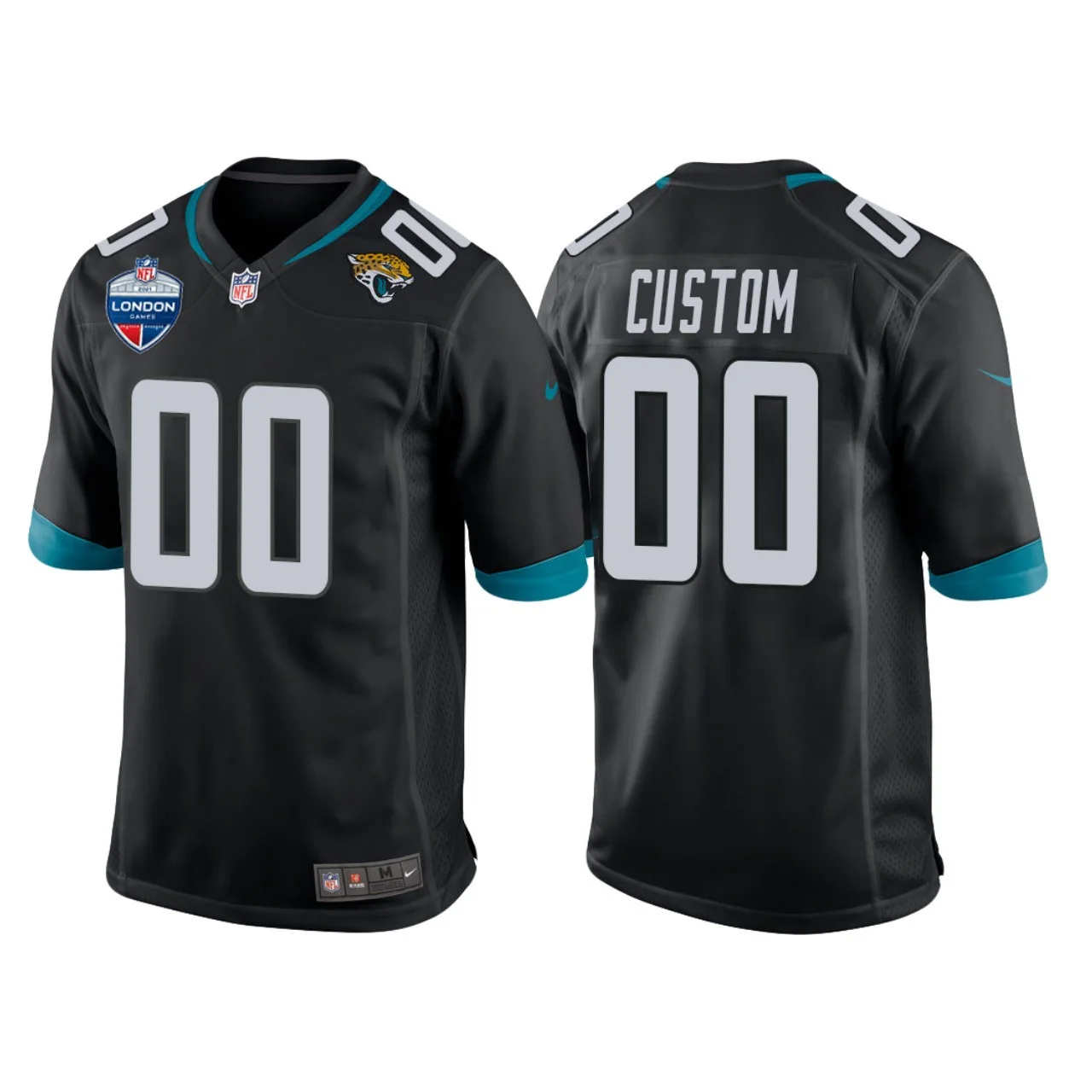 Custom Jaguars Jersey for Men Jacksonville Jaguars Custom Black 2021 London Games Patch Game Jersey -