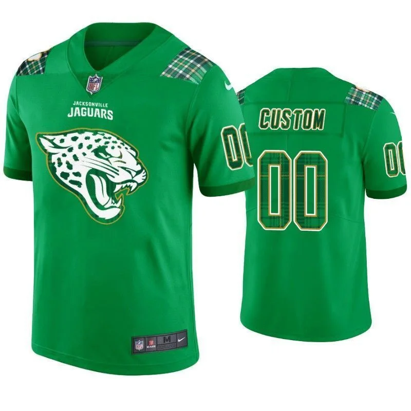 Custom Jaguars Jersey for Men St. Patrick's Day Jacksonville Jaguars Custom Jersey Kelly Green -