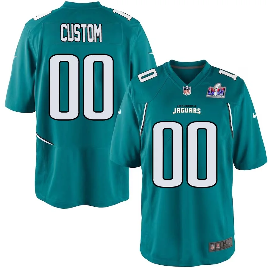 Youth Custom Teal Jacksonville Jaguars Super Bowl LVIII Home Game Jersey -