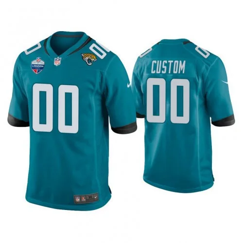 Custom Jaguars Jersey for Youth Custom Jacksonville Jaguars #00 Teal 2021 London Games Patch Game Jersey -