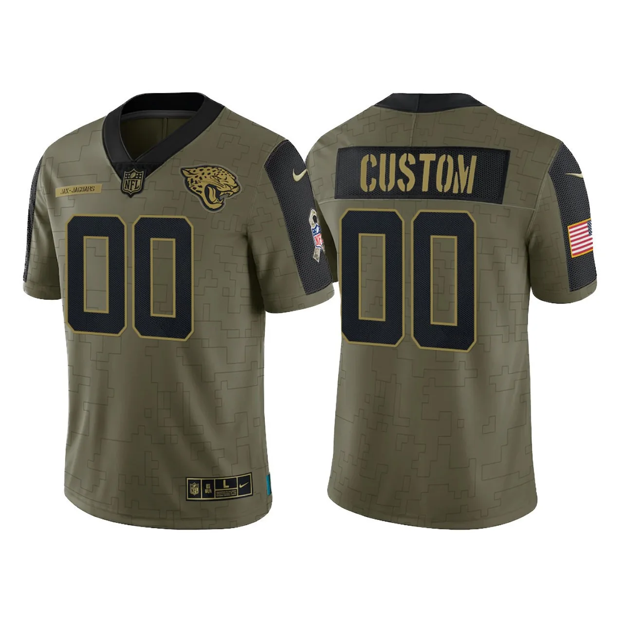Custom Jaguars Jersey for Youth Custom Jacksonville Jaguars 2021 Salute To Service Limited Jersey - Olive -