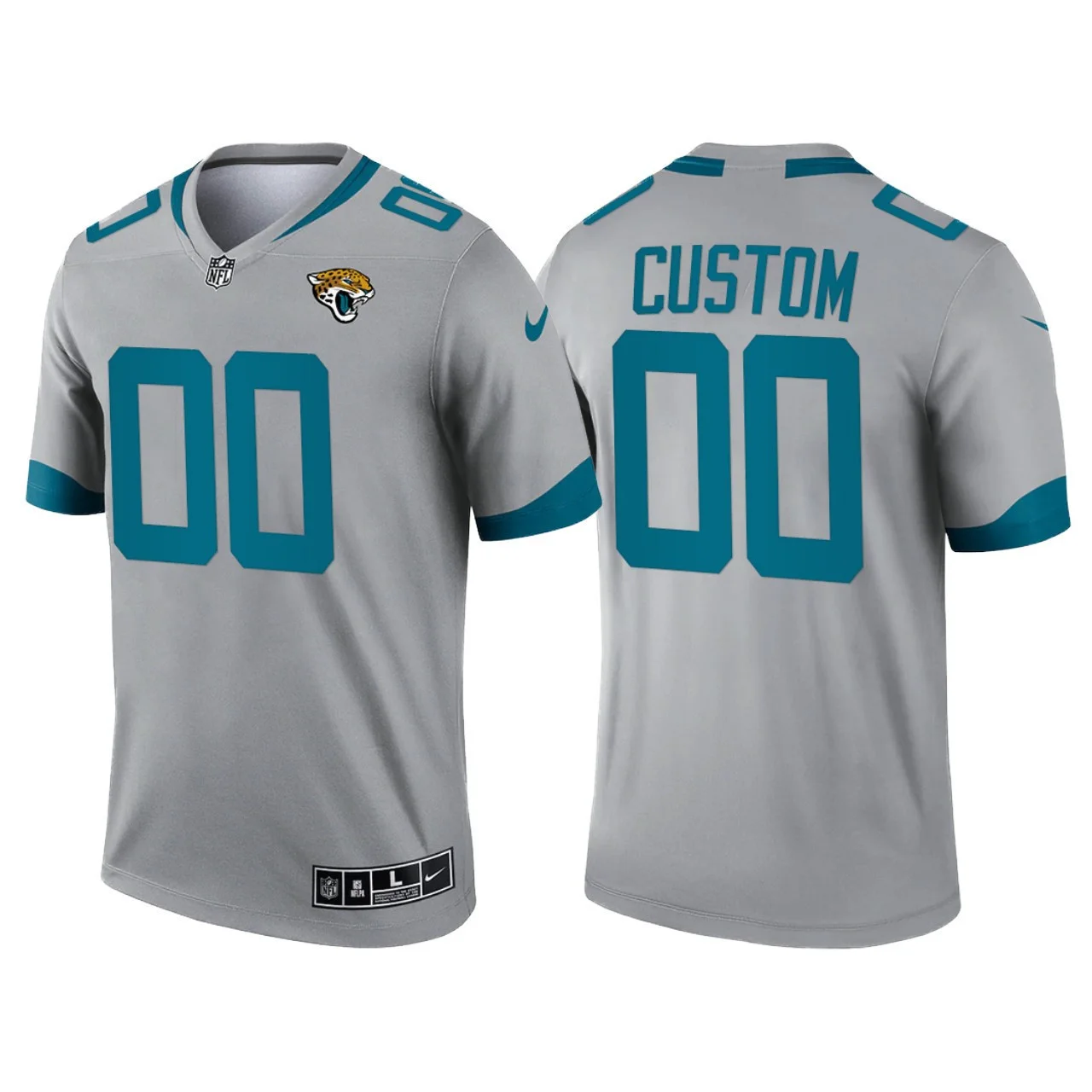 Custom Jaguars Jersey for Youth Jacksonville Jaguars #00 Custom 2021 Inverted Legend Jersey - Silver -