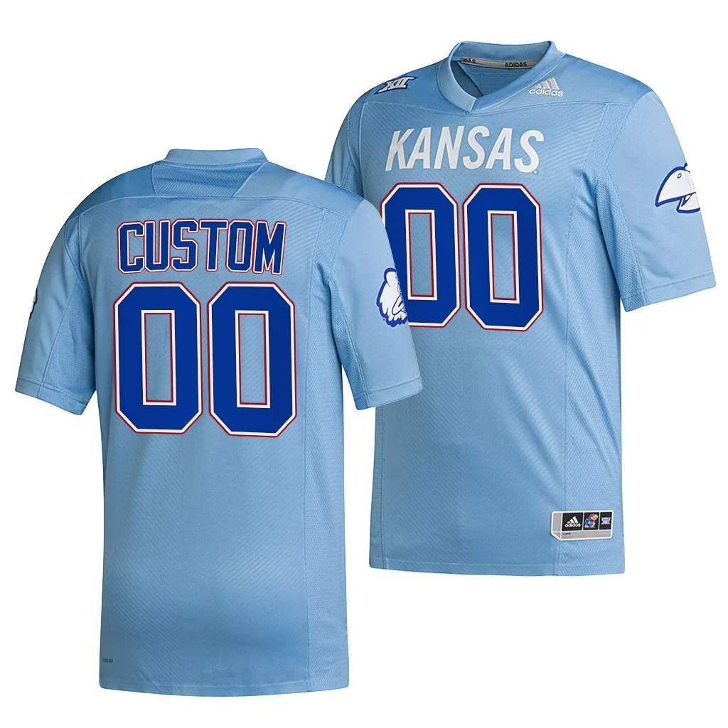 Youth's Kansas Jayhawks Custom #00 Blue Hail to Old KU Jersey Reverse Retro -