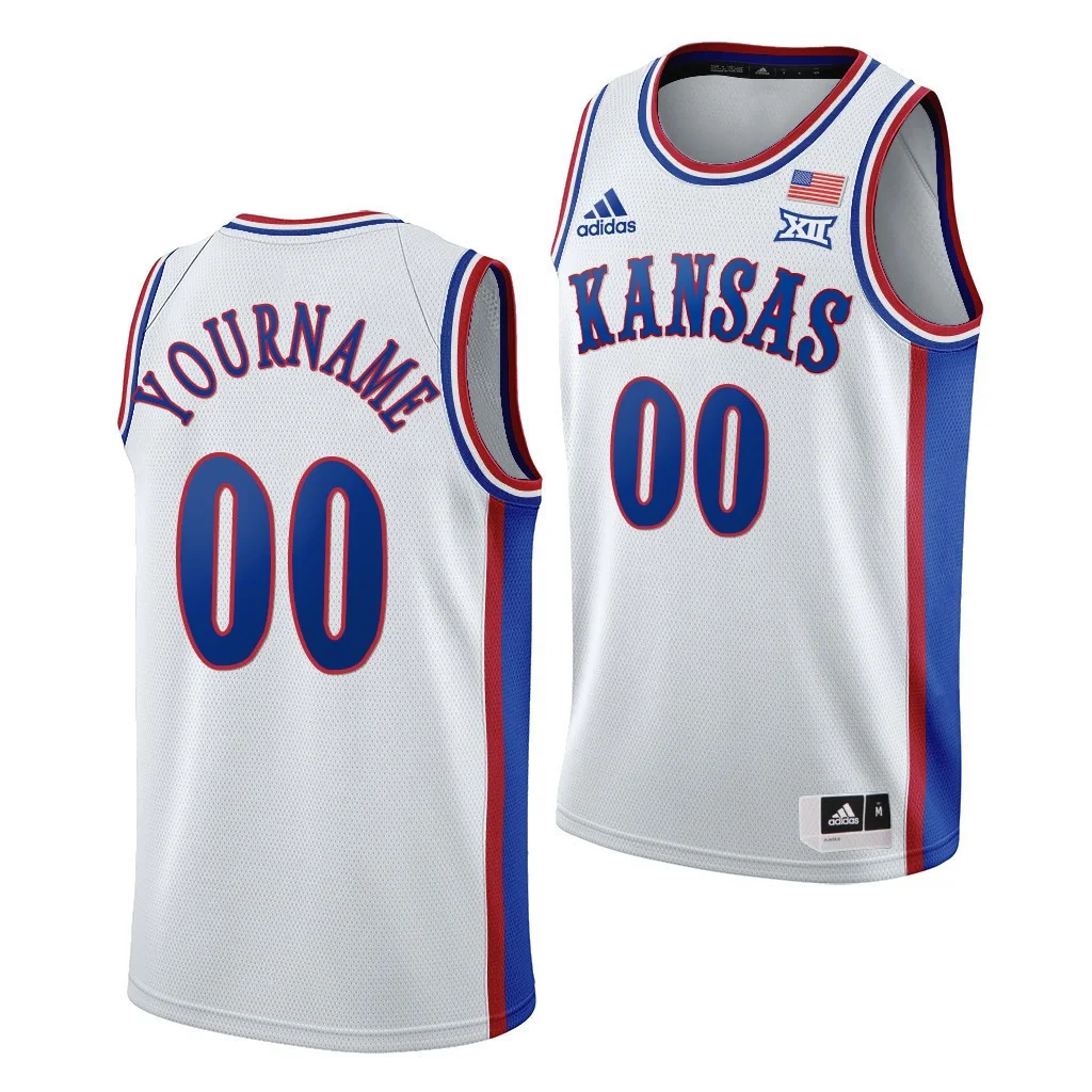 Youth's Kansas Jayhawks Custom White 1990s Throwback Jersey -