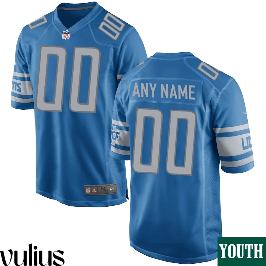 Custom Lions Jersey, Blue Youth's, Home Game Custom Jersey -